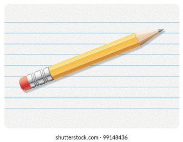 Vector Pencil on top of a piece of paper