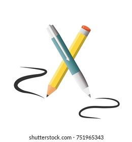 Vector pencil and pen writing something