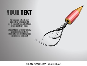 Vector : Pencil rocket on gray background