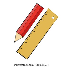Vector pencil and ruler icon, pencil icon vector, pencil icon jpg. 