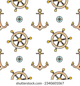 vector pencil seamless pattern on the theme of sea cruise