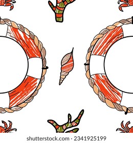 vector pencil seamless pattern on the theme of sea cruise