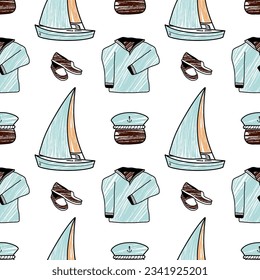 vector pencil seamless pattern on the theme of sea cruise
