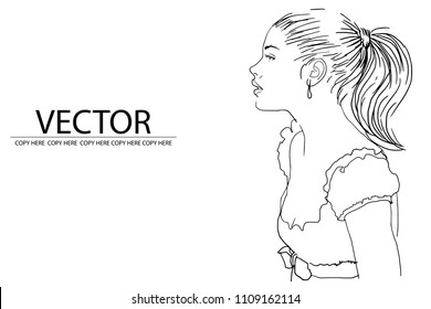 vector pencil sketch design model face