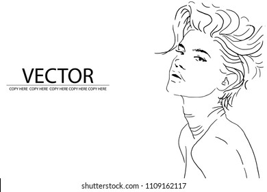 vector pencil sketch design model face