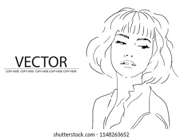 vector pencil sketch design model face