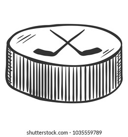 Vector Pencil Sketch Puck for Ice Hockey