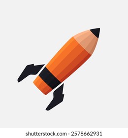 Vector pencil stylized as a rocket going off, a symbol of learning in education. Space Pencil Rocket