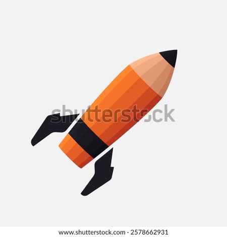 Vector pencil stylized as a rocket going off, a symbol of learning in education. Space Pencil Rocket