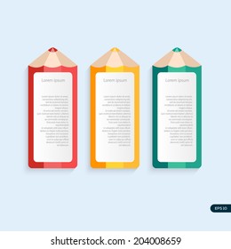 Vector pencil template with place for your content in different color.