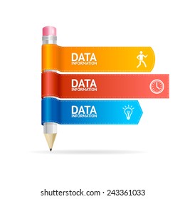 Vector pencil for text, infographics options banner on white