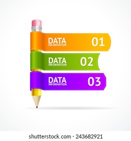 Vector pencil for text, infographics options banner on white
