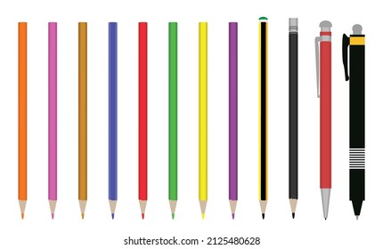 VektorBleistifte, Stifte und Stifte. Illustration, VektorBleistift. Stifte verschiedener Farben.
