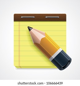 Vector Pencil And Yellow Notepad Icon