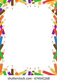 Vector pencils frame. Colorful pencils. Vector background