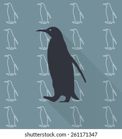 vector Penguin in background pattern