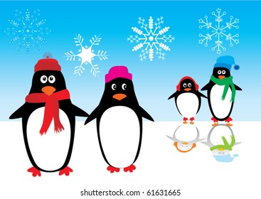 vector penguin family