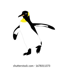Icono vector con pingüino dibujado a mano.  Feliz año nuevo. Hermoso elemento de diseño animal marino. Ilustración vectorial infantil. Fondo natural. Caricatura educada, personaje de bebé. Vida silvestre del norte.