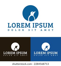 Plantilla del logotipo del pingüino vectorial sobre fondo blanco aislado