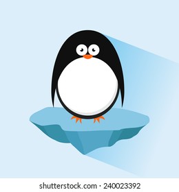 Vector penguin on the ice. Flat style