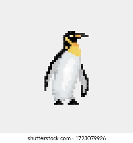 Vector penguin  in pixel art