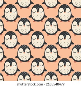 Vector penguin seamless pattern background. Perfect for fabric, scrapbooking, wallpaper projects.

