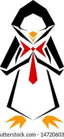 Vector of a penguin with a tie with a geometric style