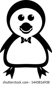 Vector of a penguin wearing a bow tie, in black
