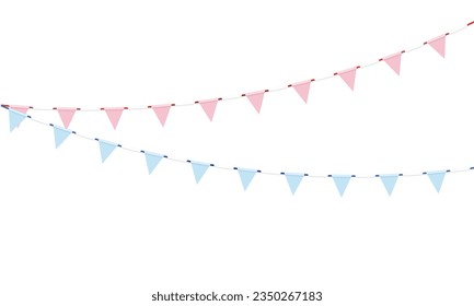 Vector pennant banner garland. hanging triangle flags pastel color. holiday party bunting.