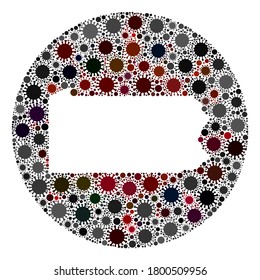 Vector Pennsylvania State kartographiert Collage des Grippevirus. Eine Infektion greift das Quarantäneregional von außen an. Hole Kreis Pennsylvania Staatskarte Collage gebildet mit Infektionssymbole.
