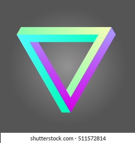 Vector penrose triangle design in neon colors. Stock illustration