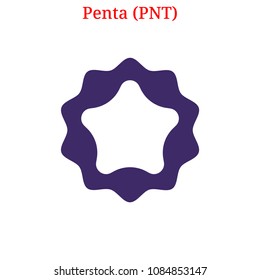 Vector Penta (PNT) digital cryptocurrency logo. Penta (PNT) icon. Vector illustration isolated on white background.