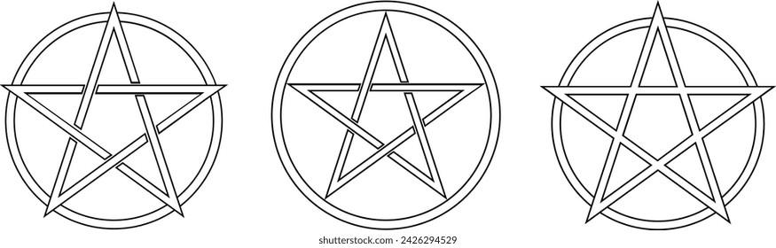 Signo del pentáculo del vector. Icono de pentagrama. Símbolo Esotérico.
