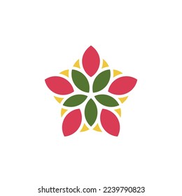 El vector es una flor pentágona. Batik, adorno y elegante.