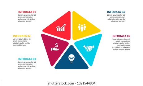 Vector pentagon infographic with 5 options for presentation.