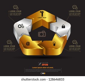 Vector Pentagonal business concepts with  icons / can use for infographic / loop business report or plan / modern template / education template / business brochure /  system diagram