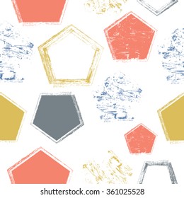 Vector pentagonal Geometric Seamless Pattern . Abstract wallpaper with grunge shapes.