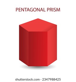 Vector pentagonal prism with gradients and shadow for game, icon, package design, logo, mobile, ui, web, education. 3D pentagonal prism on a white background. Geometric figures for your design.