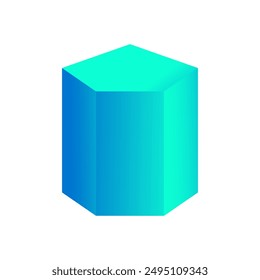 Vector pentagonal prism with gradients and shadow for game, icon, package design, logo, mobile, ui, web, education. 3D pentagonal prism on a white background. Geometric figures for your design.