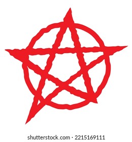 Vector pentagram sign five pointed star icon. Magical symbol of faith. Simple flat red illustration.