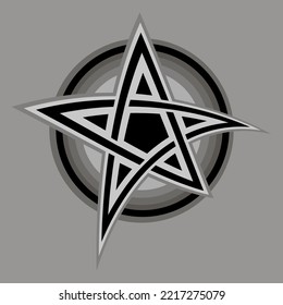 Vector pentagram sign five pointed star icon. Magical symbol of faith. Simple flat black illustration.