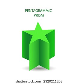 Vektorpentagramm Prisma mit Farbverläufen und Schatten für Spiel, Ikone, Paket-Design, Logo, Mobile, i, Web, Bildung. 3D-Prisma auf weißem Hintergrund. Pentagram-Illustration. Erfolgsmarke.