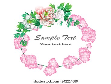vector peonies for background and text,Vintage  floral vector wedding invitation with peonies and garden flowers, botanical natural peonies Illustration. Summer floral peonies greeting card