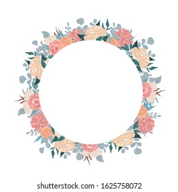 vector peony circle frame illustration