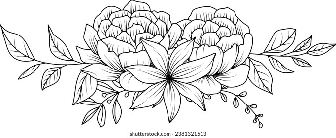 Vector peony flower isolated on white background. Element for invitation design, greeting cards and textile design