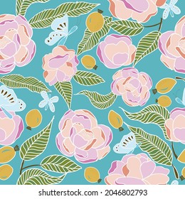 Vector peony seamless pattern.Perfect for wallpaper,fabric,scrapbooking and decoupage projects.