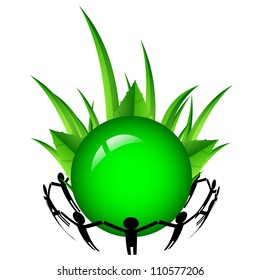 Vector - people around the green world