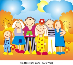 vector people in a autumn forest