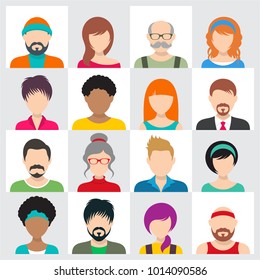 Vector people avatar icons male and female faces