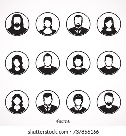 vector people avatar, man and woman in circle. People with a beautiful hairstyle, 